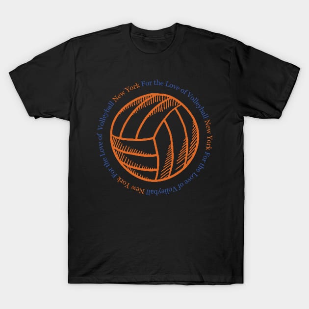 NEW YORK - For The Love of Volleyball (Orange & Blue) T-Shirt by flovdesigns